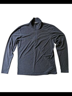 Vintage Men's Quarter-Zip Long Sleeve Sweater - Gray Made In Canada Y2K